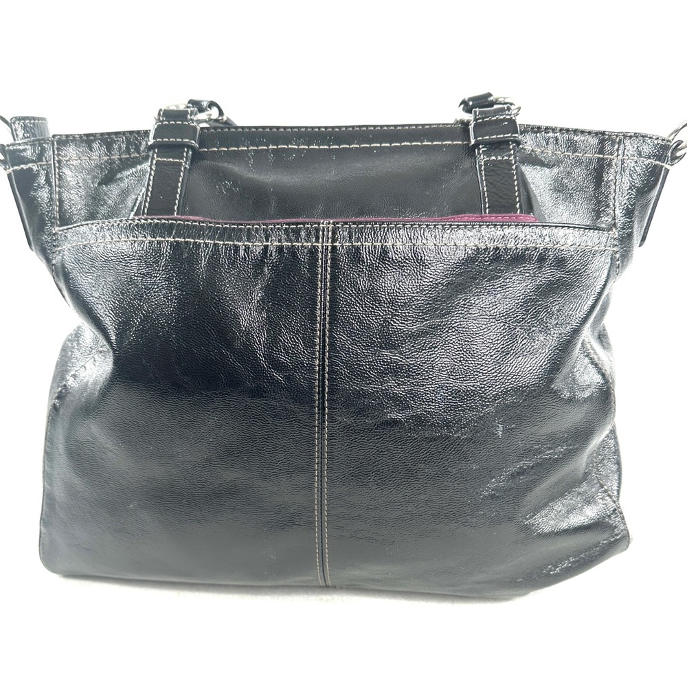 COACH Chelsea F14022 Black Patent Leather Large Shoulder Bag Purse Turn Lock - Picture 3 of 9